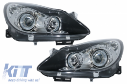 Headlights Angel Eyes 2 Halo Rims suitable for OPEL Corsa D (2006-2014) RHD & LHD Black