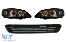 Headlights Angel Eyes Black with Badgeless Front Grille for Opel Vauxhall Astra G (1998-2004) LHD or RHD - COSWO01DBGO01