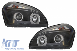 Headlights Angel Eyes Dual Halo Rims suitable for Hyundai Tucson (2004-2010) Black - HLHYTU