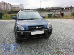 Headlights Angel Eyes Dual Halo Rims suitable for Hyundai Tucson (2004-2010) Black-image-6045819