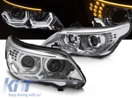 HEADLIGHTS ANGEL EYES LED 3D CHROME fits BMW E60 E61 03-07-image-6269701