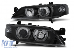 Headlights Angel Eyes suitable for Opel Vectra B (1999-2002) Black RHD/LHD - HLOPVBB