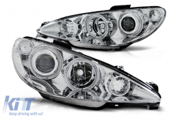 image-17-Headlights Angel Eyes suitable for PEUGEOT 206 (2002-2008) Chrome LHD & RHD