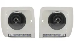 Headlights Black Bi-Xenon Look with Covers white LED DRL suitable for Mercedes G-Class W463 (1989-2012) G65 Design