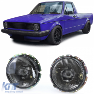Headlights Black Smoke Pair suitable for VW Caddy I 82-92 + Jetta I 79-84 - ODHV6015288