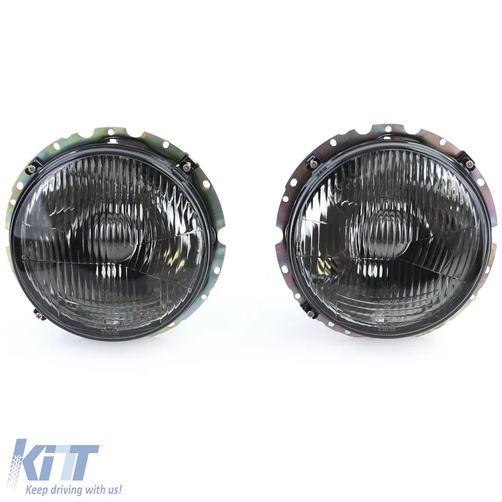 Headlights Black Smoke Ribbed fits VW T3 79-92 + LT 75-85