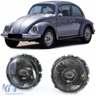 Headlights Black Smoke Ribbed Pair suitable for VW Beetle + Convertible from 73 - ODHV6014452