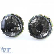 Headlights Black Smoke with Crosshair for VW Caddy I 82-92 + Jetta I 79-84-image-6210120