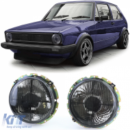 Headlights Black Smoke with Crosshair suitable for VW Golf 1 + Cabrio 74-83 - ODHV6013972