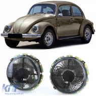 Headlights Black Smoke with crosshair suitable for VW Beetle + Convertible from 73