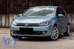 Headlights Chrome and Taillights Cherry Red Full LED suitable for VW Golf 6 VI (2008-2013) R20 U Design Dynamic Sequential Turning Light LHD-image-6043683
