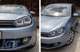 Headlights Chrome and Taillights Cherry Red Full LED suitable for VW Golf 6 VI (2008-2013) R20 U Design Dynamic Sequential Turning Light LHD-image-6047653