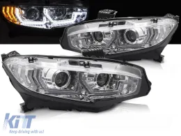 HEADLIGHTS CHROME DRL SEQ fits HONDA CIVIC X 16-21-image-6271137