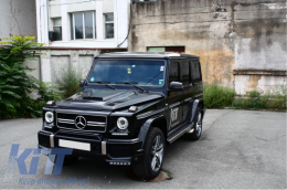 Headlights Covers with LED DRL Daytime Running Lights suitable for Mercedes G-Class W463 (1989-up) G65 Design Chrome-image-55787