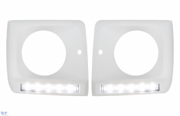 image-17-Headlights Covers with LED DRL Daytime Running Lights suitable for Mercedes G-Class W463 (1989-up) G65 Design Chrome