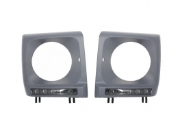 image-27-Headlights Covers with LED DRL Daytime Running Lights suitable for Mercedes G-Class W463 (1989-2012) G65 Design Black