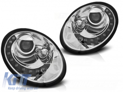 HEADLIGHTS DAYLIGHT CHROME fits VW NEW BEETLE 06-12