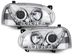 Headlights DAYLIGHT suitable for VW Golf III 3 (1991-1997) Chrome-image-43573