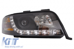 Headlights DAYLINE suitable for Audi A6 (06.2001-05.2004) DRL Black-image-6015105