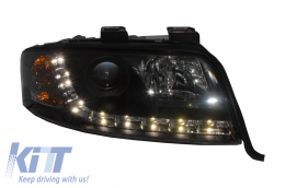 Headlights DAYLINE suitable for Audi A6 (06.2001-05.2004) DRL Black-image-6015106