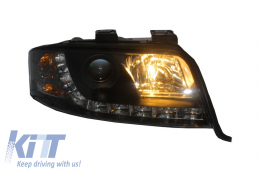 Headlights DAYLINE suitable for Audi A6 (06.2001-05.2004) DRL Black-image-6015108