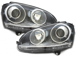 Headlights DEPO suitable for VW Golf V 5 (2003-2009) Jetta (2003-2009) GTI Look Black LHD - SWV06DB