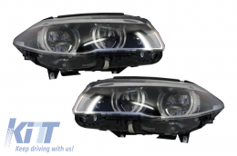 Headlights Full LED suitable for BMW 5 Series F10 F11 (2011-2013) Angel Eyes - HLBMF10LED