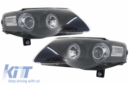 Headlights Halo Rims Angel Eyes suitable for VW Passat B6 (2005-2010) Black (RHD and LHD)