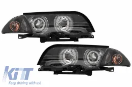 image-8-Headlights LED Angel Eyes suitable for BMW E46 Limousine Touring (1998-2001) Black