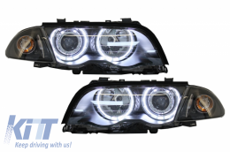 Headlights LED Angel Eyes suitable for BMW E46 Limousine Touring (1998-2001) Black-image-6045111