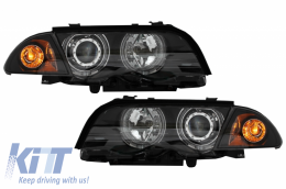 Headlights LED Angel Eyes suitable for BMW E46 Limousine Touring (1998-2001) Black-image-6045112