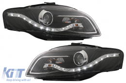 Headlights LED DRL DAYLIGHT suitable for Audi A4 B7 (11.2004-03.2008) Black - SWA08ELGXB