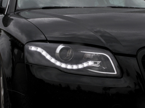 Headlights LED DAYLIGHT for Audi A4 B7 (11.2004-03.2008) Black - CarPartsTuning.com