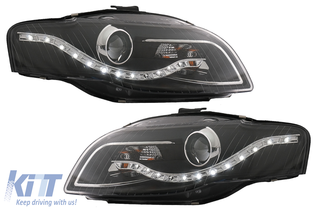 Headlights LED DRL daytime running lights AUDI A4 B7 20042008 Black
