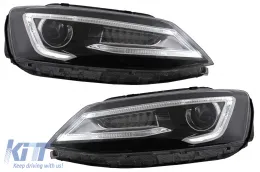 image-39-Headlights LED DRL Dual Beam Lens suitable for VW Jetta Mk6 VI (2011-2017) RHD Bi-Xenon Design with Dynamic Turn Signals Black Housing