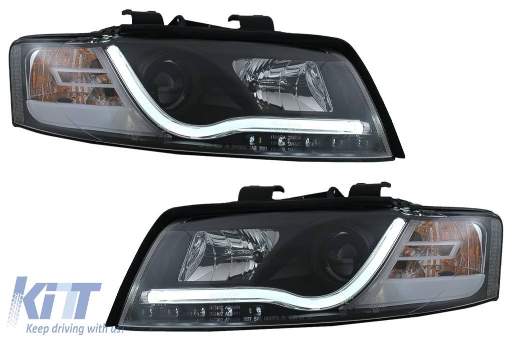 Fényszórók LED DRL alkalmas Audi A4 8E (10.2000-10.2004) Nappali Futólámpák Fekete