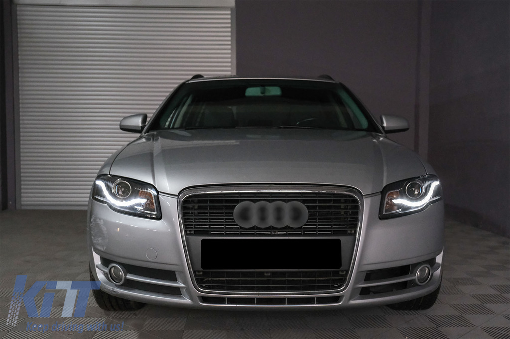 Headlights LED DRL suitable for Audi A4 B7 11.2004 03.2008 Black