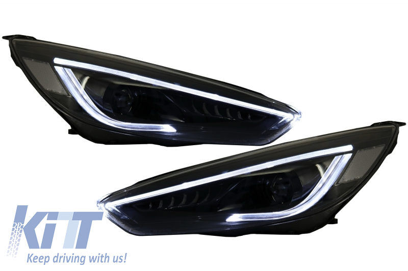 Headlights LED DRL Focus III Mk3 (2015-2017) Bi-Xenon Design Dynamic Flowing Turn Signals Demon Look - CarPartsTuning.com