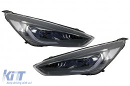 Headlights LED DRL suitable for FORD Focus III Mk3 RHD (2015-2017) Bi-Xenon Design Dynamic Flowing Turn Signals Demon Look - HLFFMK3RHD