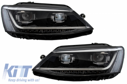 Headlights LED DRL suitable for VW Jetta Mk6 VI (2011-2017) Dynamic Turn Light Xenon Matrix Design - HLVWJ6MX