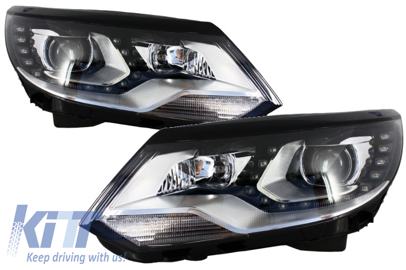 Headlights LED DRL suitable for VW Tiguan I Facelift (2012-2015) OEM Xenon Design CarPartsTuning.com