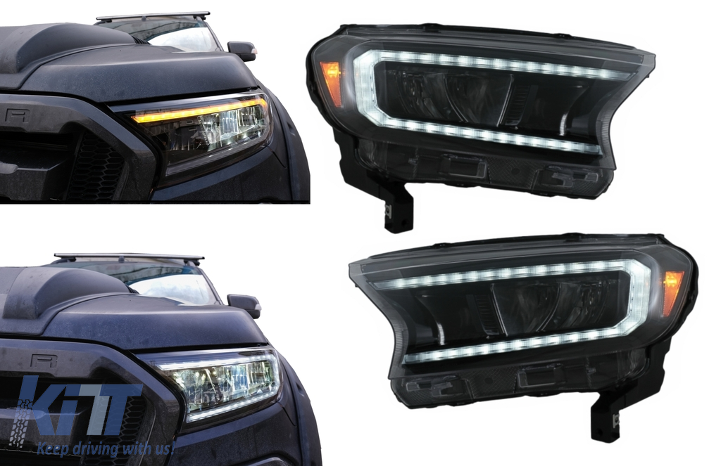 Headlights LED Light Bar suitable for Ford Ranger (2015-2020) LHD Full