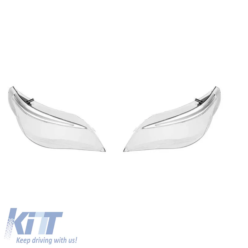 Headlights Lens Glasses Set Suitable for BMW 5 Series E60 Facelift 07-10 Sedan / Touring with LED 2 Pcs