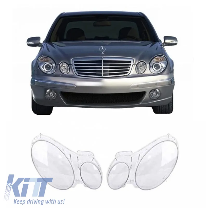 Headlights Lens Glasses Set suitable for Mercedes-Benz E W211 Pre-Facelift Sedan / Touring 02-06 2 Pcs