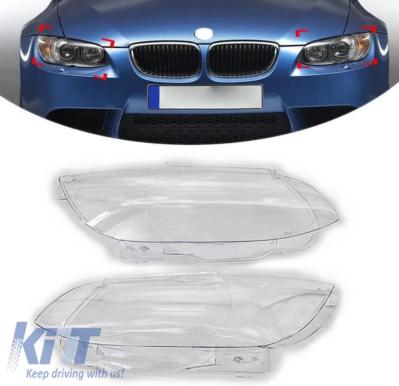 Headlights Lens Glasses suitable for BMW 3 E92 / E93 06-10 2 Pcs