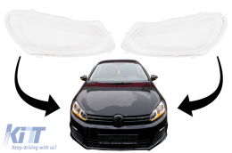 Headlights Lens Glasses suitable for VW Golf 6 VI Mk6 (2008-2014) Clear Glass Optics