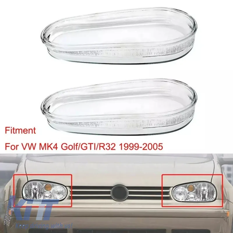 Headlights Lens Glasses suitable for VW Golf IV (4) 98-04 2 Pcs