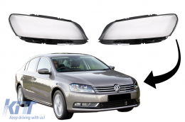 Headlights Lens Glasses suitable for VW PASSAT B7 Sedan (2010-2014) Clear Glass Optics - HGVWPA3C