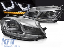 HEADLIGHTS LIGHT SEQ BLACK WITH CHROME LINE fits VW GOLF 7 13-17-image-6270582