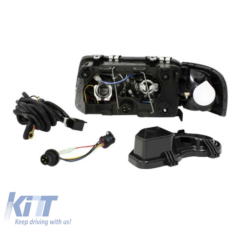 Headlights Set Suitable for Audi A3 8L 96-00 Angel Eyes Black H7/H7 Depo